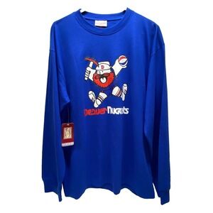 Denver Nuggets NBA Long Sleeve T-Shirt Men's L Royal Blue HWC Mitchell & Ness